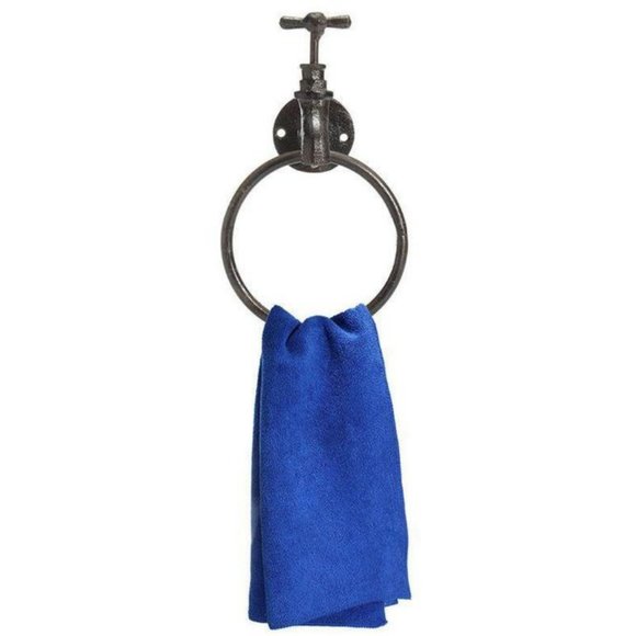 Farmhouse Garden Tap Cast Iron Towel Ring - Picture 9 of 12